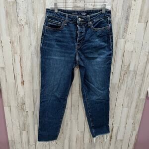 Old Navy High-Waisted Button-Fly OG Straight Ankle Jeans Womens 6 Twila Raw Hem